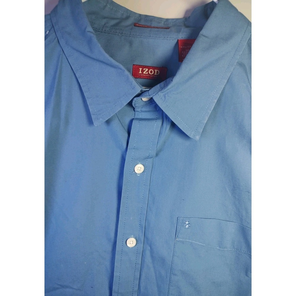 Izod Blue Long Sleeve Button Up Men's Shirt -Slim Fit 2XL